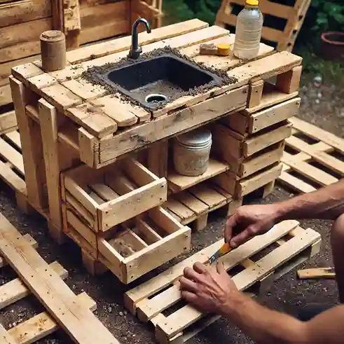 mud kitchen with working sink