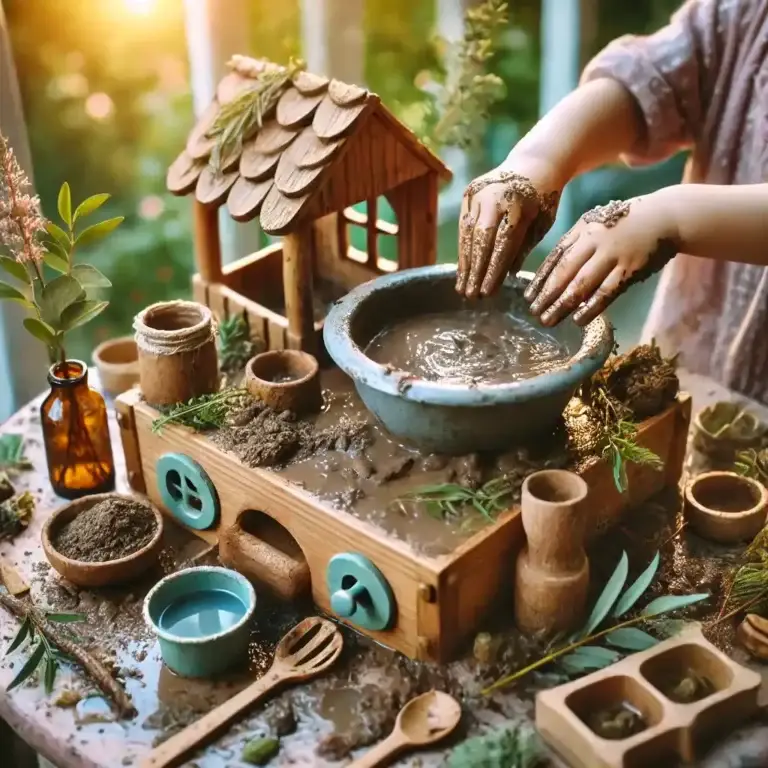 mud kitchen with working tap