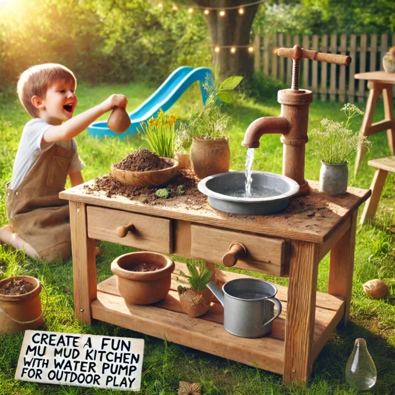 mud kitchen with water pump