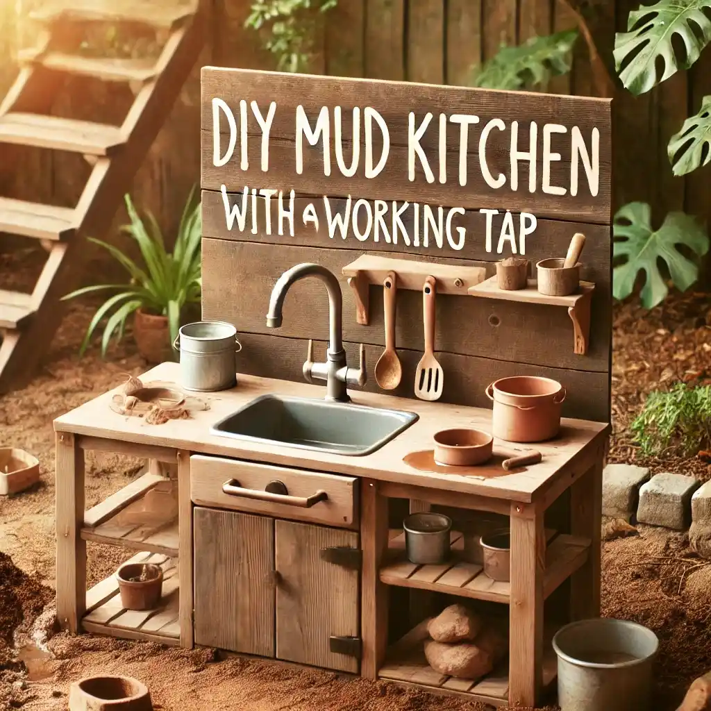 mud kitchen with working tap